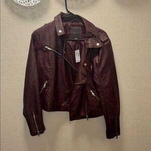 Maurices Deep Burgundy Leather Jacket